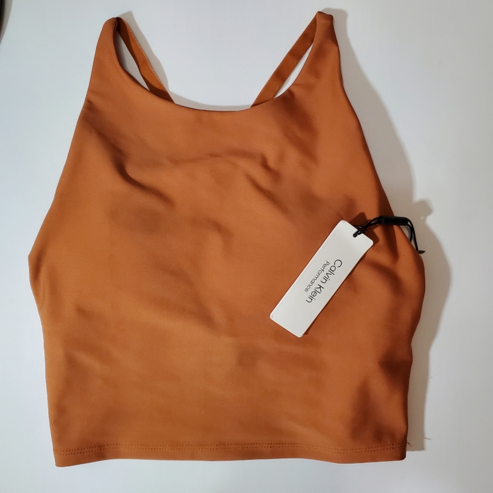 Calvin Klein Tank Top Low Impact Built In Bra Racerback XS NWT